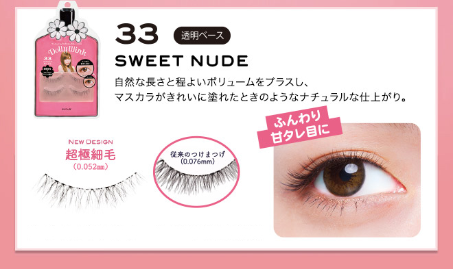 No.33 Natural length and moderate volume plus, natural finish like when the mascara was cleanly painted.